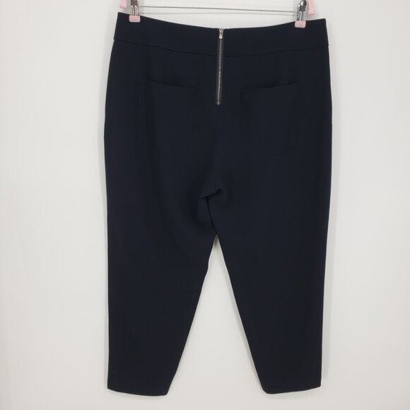 J. Crew City Fit Pleated Dress Pants 12 Tapered Leg‎ Ankle High Rise Waist Black - Picture 2 of 8